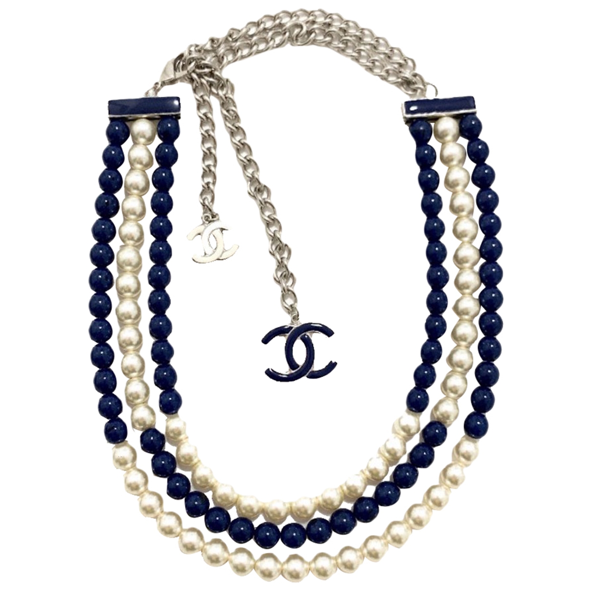 Pearls long necklace Chanel Blue in 